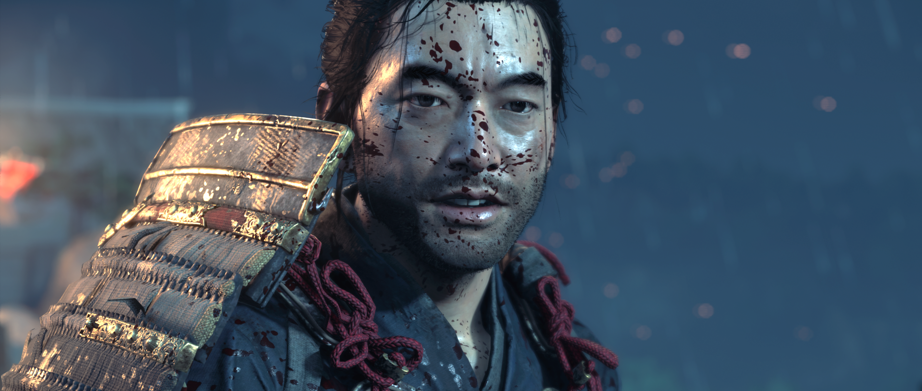 A bloodied Jin in Ghost of Tsushima