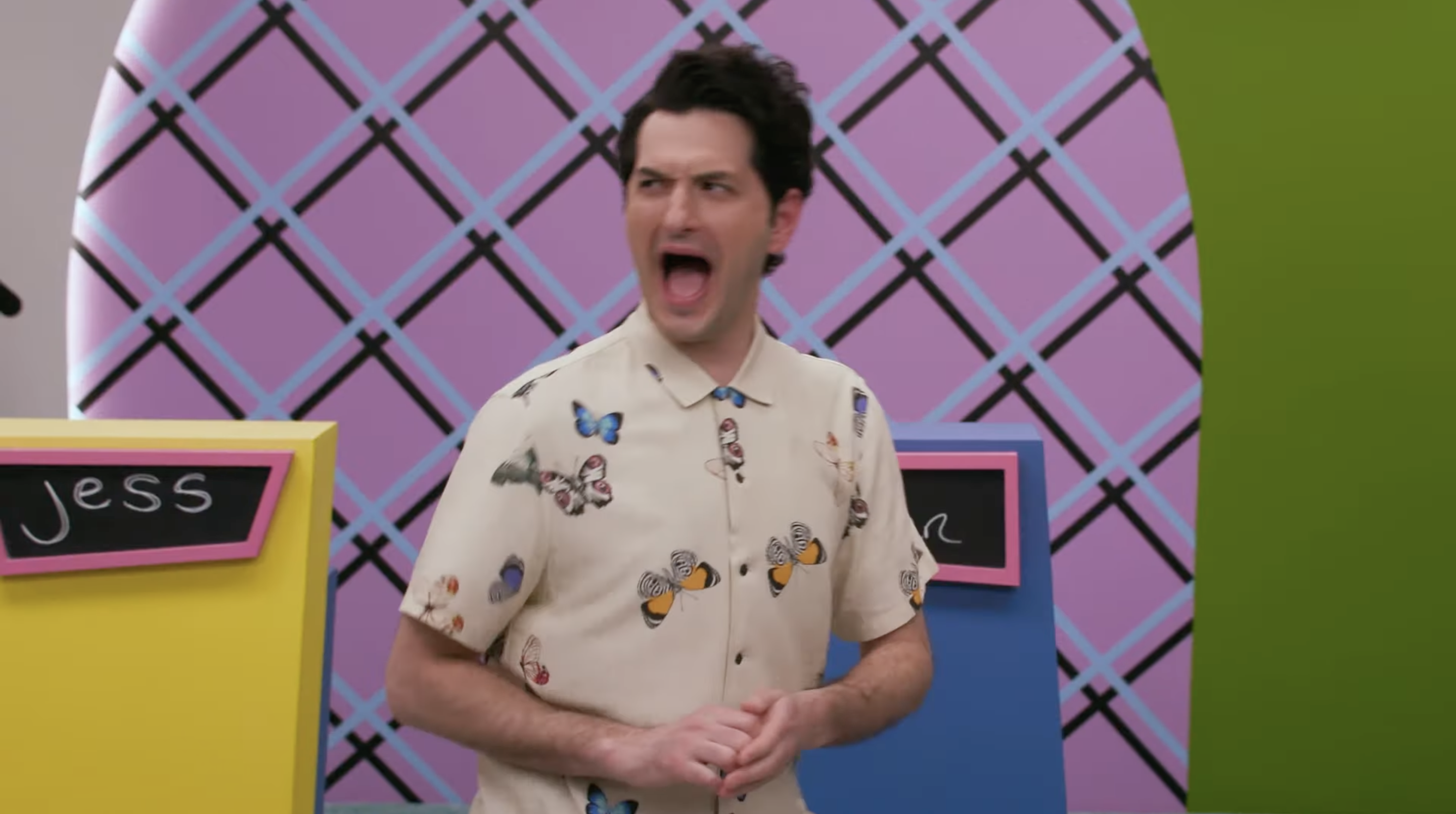 Ben Schwartz yells on the Make Some Noise set.